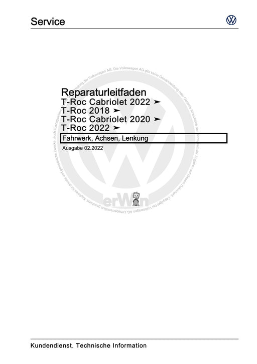 T-Roc (2018 - 2022) Reparaturanleitung Fahrwerk, Achsen, Lenkung