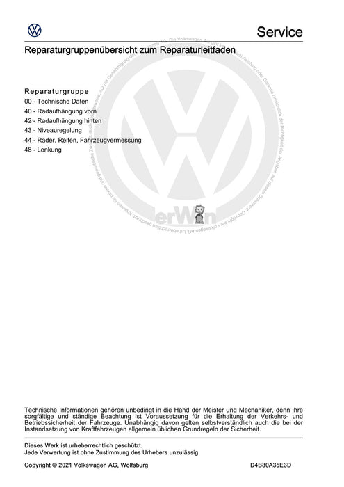 ID.3 (2020+) Reparaturanleitung Fahrwerk, Achsen, Lenkung
