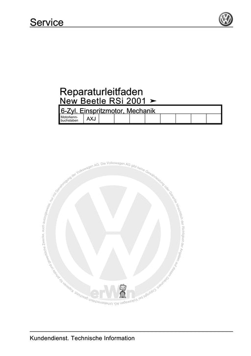 Beetle (1998 - 2010) New Beetle-Cabrio Reparaturanleitung 6-Zyl. Einspritzmotor, Mechanik