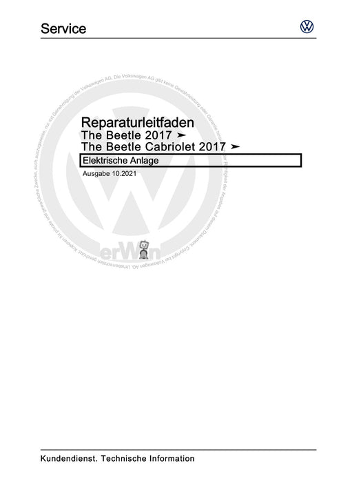 Beetle (2012+) NBL-NBC Reparaturanleitung Elektrische Anlage