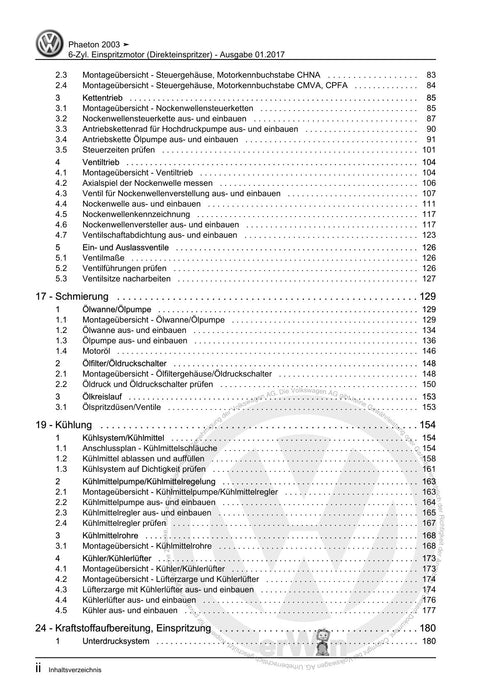Phaeton (2001 - 2008) Reparaturanleitung 6-Zyl. Einspritzmotor (Direkteinspritzer)