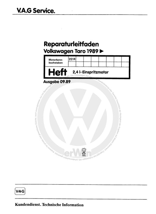 Taro (1989 - 1997) Reparaturanleitung 2,4-l-Einspritzmotor 22R