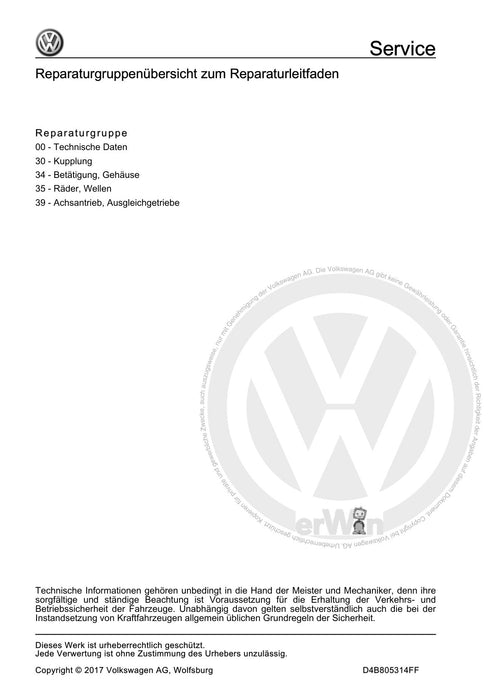 Golf VI (2009 - 2013) Golf-Plus-Cabriolet-Variant Reparaturanleitung 5 Gang-Schaltgetriebe 0AF