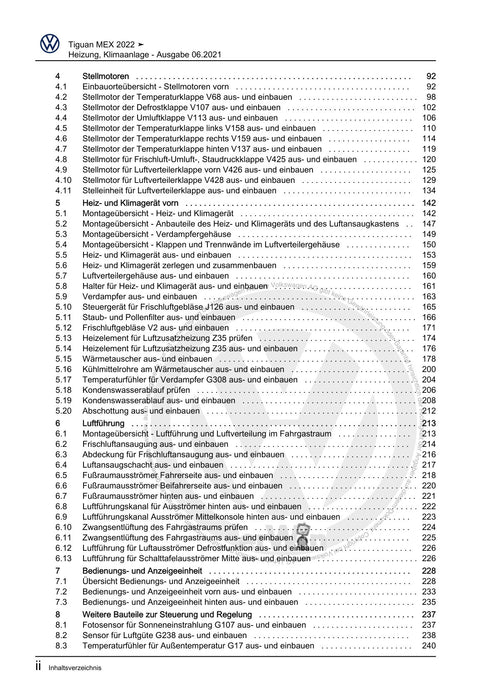 Tiguan (2008+) Reparaturanleitung Heizung, Klimaanlage