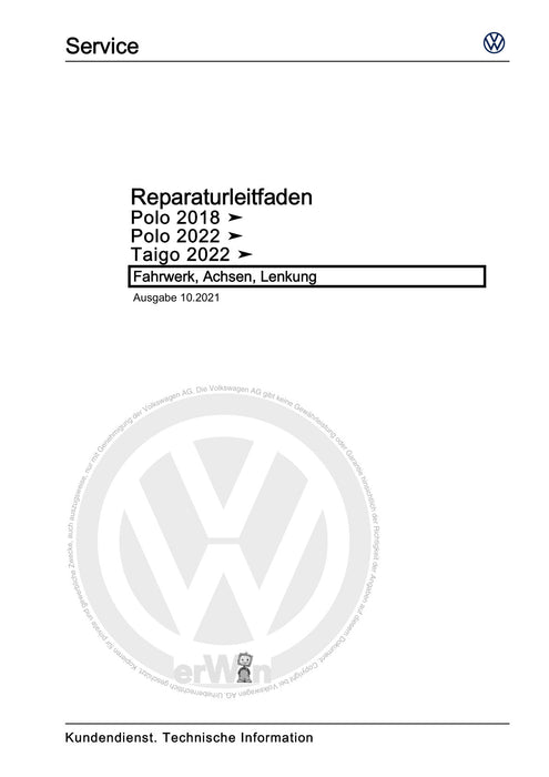 Polo 2022 Reparaturanleitung Fahrwerk, Achsen, Lenkung