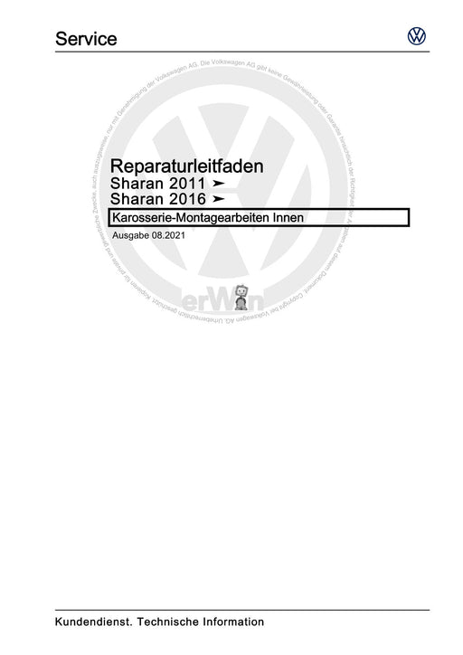 Sharan (2011+) Reparaturanleitung Karosserie-Montagearbeiten Innen