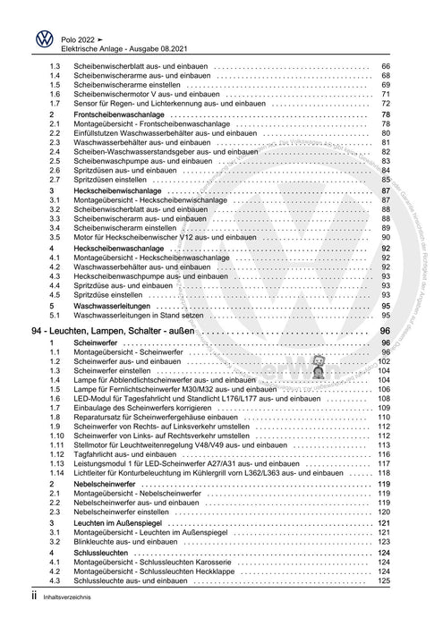 Polo 2022 Reparaturanleitung Elektrische Anlage