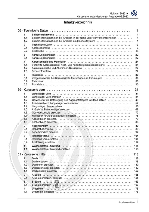 Transporter (2016+) Reparaturanleitung Karosserie-Instandsetzung