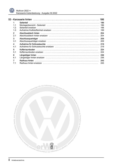 Transporter (2016+) Reparaturanleitung Karosserie-Instandsetzung