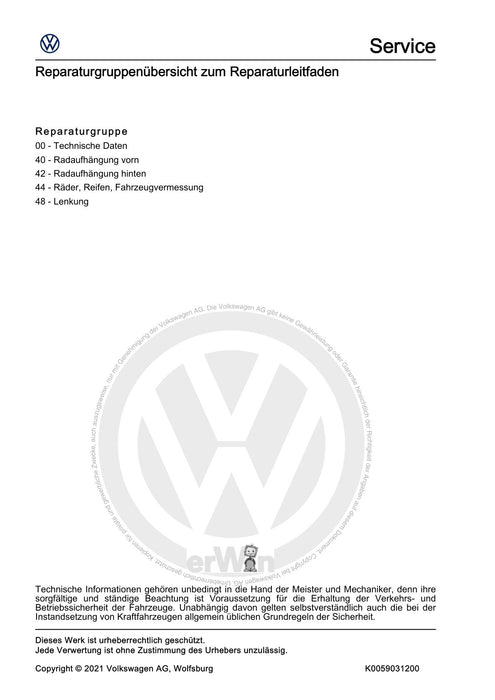 Crafter (2006 - 2016) Reparaturanleitung Fahrwerk, Achsen, Lenkung