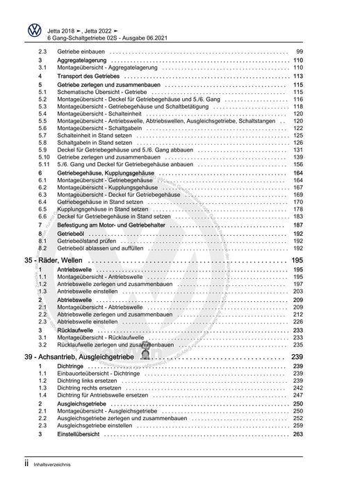 Jetta (2014+) Reparaturanleitung 6 Gang-Schaltgetriebe 02S