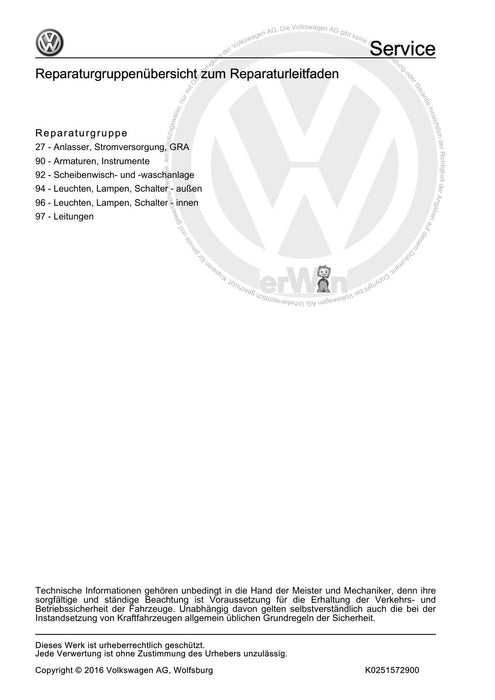 Beetle (1998 - 2010) New Beetle-Cabrio Reparaturanleitung Elektrische Anlage