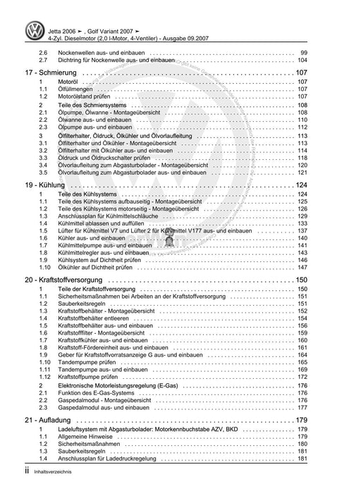 Golf V (2004 - 2007) Golf-Golf Variant-Golf Plus-Jetta Reparaturanleitung 4-Zyl. Dieselmotor (2,0 l-Motor, 4-Ventiler)