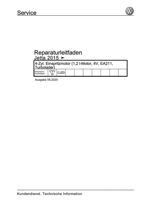 Jetta (1980 - 1988) Jetta Reparaturanleitung 4-Zyl. Einspritzmotor (1,2 l-Motor, 4V, EA211, Turbolader)