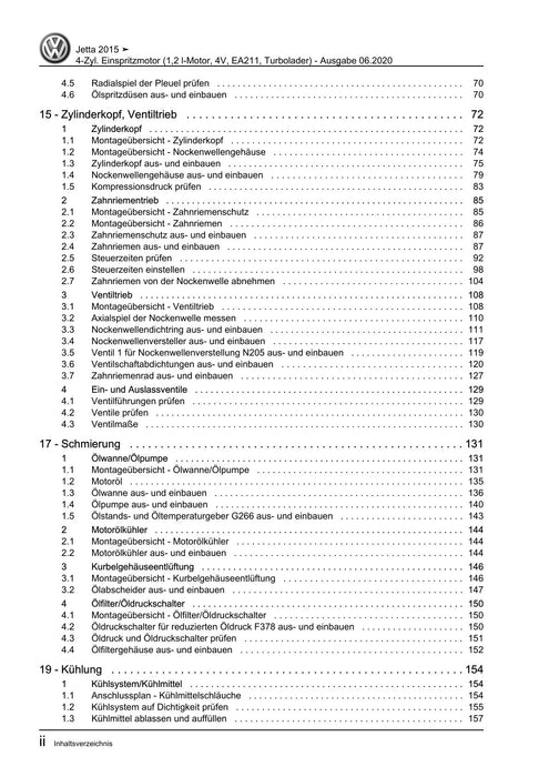 Jetta (1980 - 1988) Jetta Reparaturanleitung 4-Zyl. Einspritzmotor (1,2 l-Motor, 4V, EA211, Turbolader)