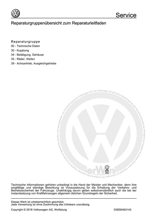 Passat CC (2009) Reparaturanleitung 7 Gang-Doppelkupplungsgetriebe 0AM