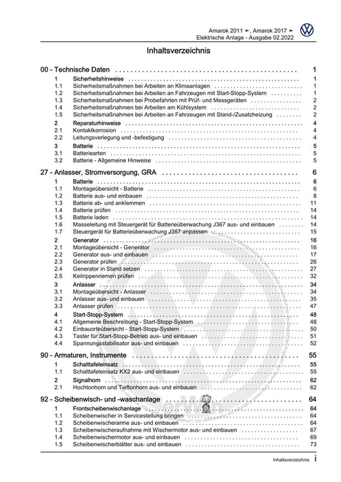 Amarok (2011+) Reparaturanleitung Elektrische Anlage