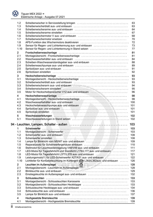 Tiguan (2008+) Reparaturanleitung Elektrische Anlage