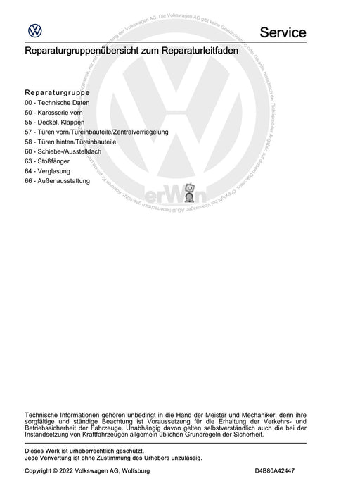 ID.3 (2020+) Reparaturanleitung Karosserie-Montagearbeiten Außen