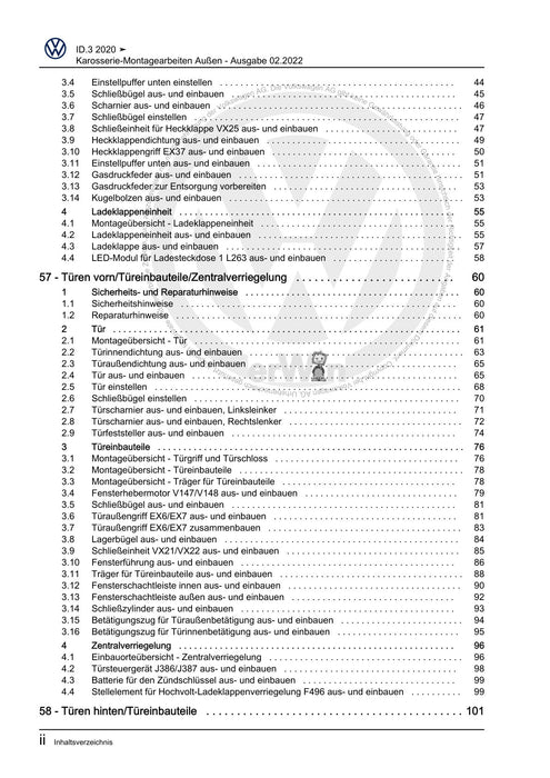 ID.3 (2020+) Reparaturanleitung Karosserie-Montagearbeiten Außen