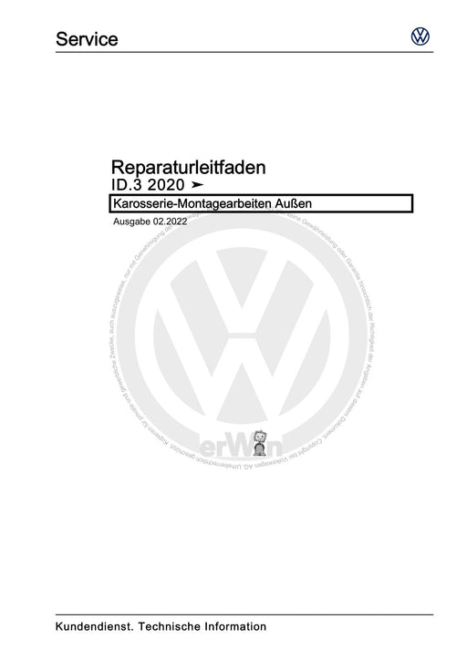 ID.3 (2020+) Reparaturanleitung Karosserie-Montagearbeiten Außen