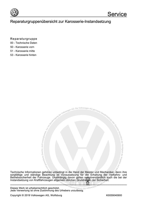 Passat CC (2009) Reparaturanleitung Karosserie-Instandsetzung