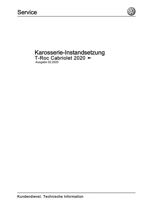 T-Roc (2018 - 2022) Reparaturanleitung Karosserie-Instandsetzung
