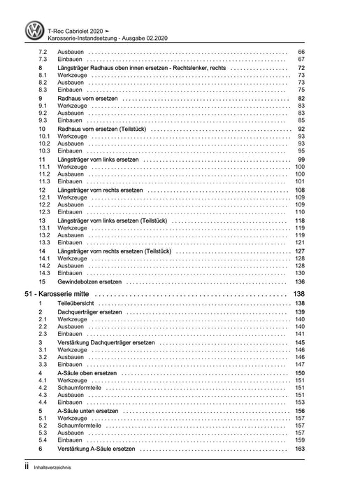 T-Roc (2018 - 2022) Reparaturanleitung Karosserie-Instandsetzung
