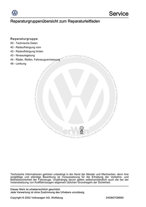 ID.5 (2021+) Reparaturanleitung Fahrwerk, Achsen, Lenkung