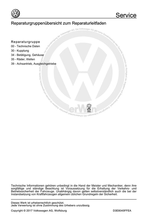 Golf VI (2009 - 2013) Golf-Plus-Cabriolet-Variant Reparaturanleitung 5 Gang-Schaltgetriebe 0A4