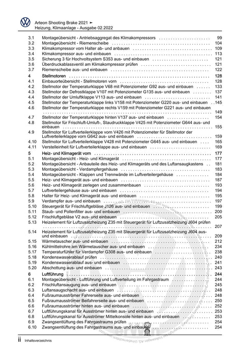 Arteon (2021+) Reparaturanleitung Heizung, Klimaanlage