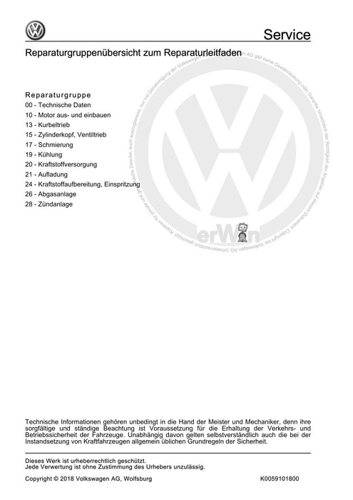 Passat (2005 - 2008) Passat-Passat Variant Reparaturanleitung 4-Zyl. Einspritzmotor (1,4 l-Motor, 4V, EA 111, Turbolader)