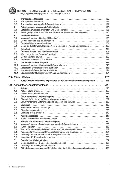 Touran (2016+) Reparaturanleitung 7 Gang-Doppelkupplungsgetriebe 0GC