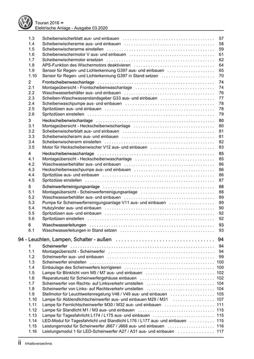 Touran (2016+) Reparaturanleitung Elektrische Anlage