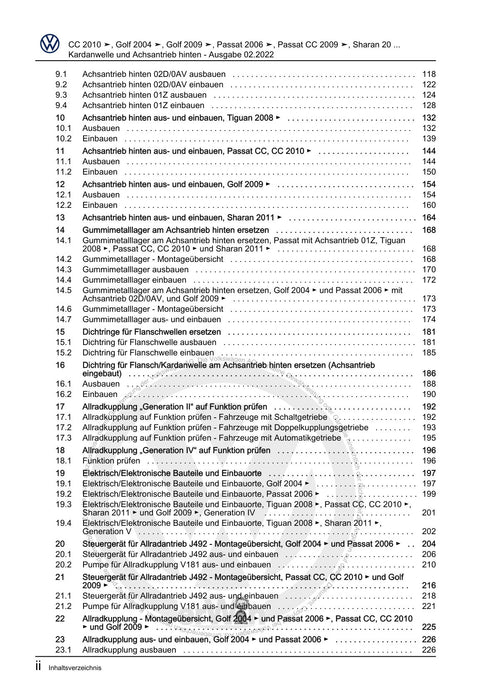Passat (2005 - 2008) Passat-Passat Variant Reparaturanleitung Kardanwelle und Achsantrieb hinten