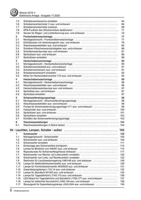 Sharan (2011+) Reparaturanleitung Elektrische Anlage