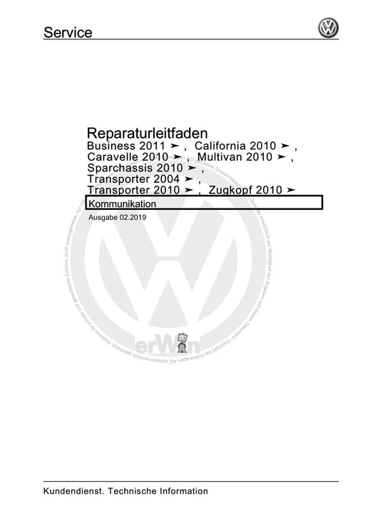 Transporter (2010 - 2015) Reparaturanleitung Kommunikation