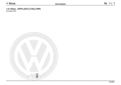 T-Cross (2019+) Stromlaufplan 1,0-l-Motor, DRPA,(DG7),(T26),(7MR), ab August 2020