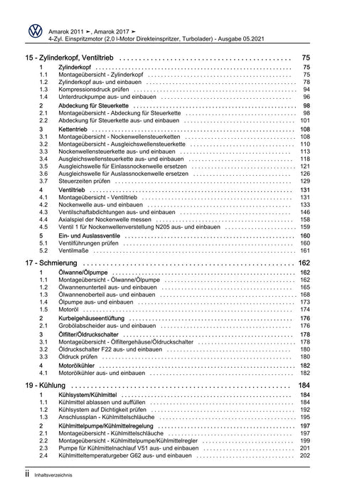 Amarok (2011+) Reparaturanleitung 4-Zyl. Einspritzmotor (2,0 l-Motor Direkteinspritzer, Turbolader)