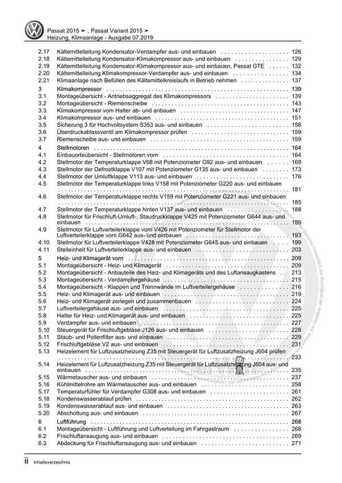 Passat (2011+) Passat-Passat Variant Reparaturanleitung Heizung, Klimaanlage