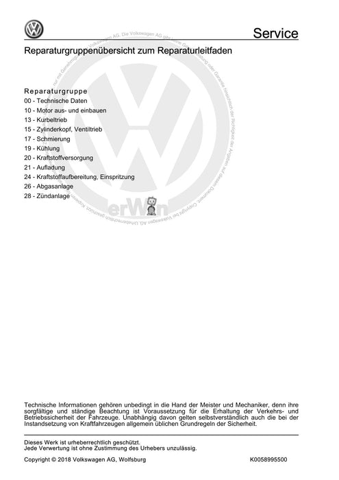 Golf V (2004 - 2007) Golf-Golf Variant-Golf Plus-Jetta Reparaturanleitung 4-Zyl. Einspritzmotor (2,0 l-Motor, Turbolader) Volkswagen R GmbH