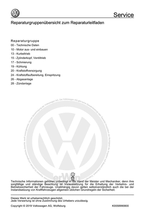 Golf V (2004 - 2007) Golf-Golf Variant-Golf Plus-Jetta Reparaturanleitung 4-Zyl. Direkteinspritzer (1,4- und 1,6 l-Motor, 4V, EA 111, FSI )