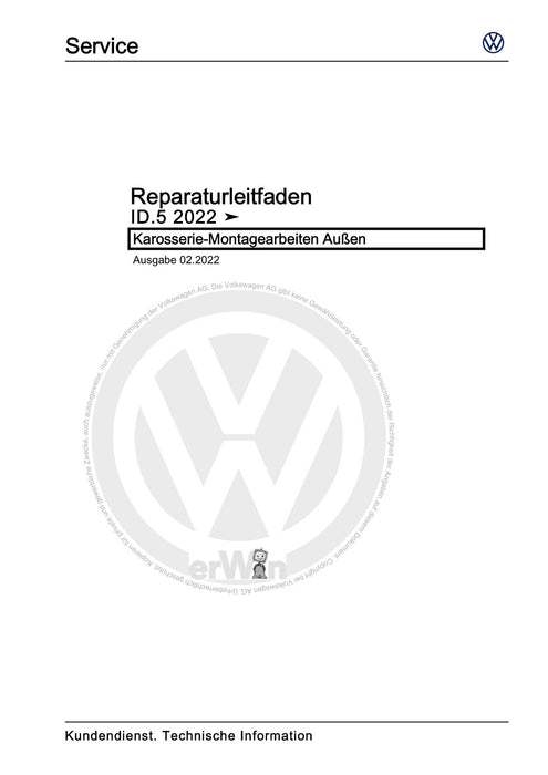 ID.5 (2021+) Reparaturanleitung Karosserie-Montagearbeiten Außen