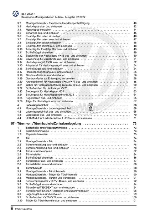 ID.5 (2021+) Reparaturanleitung Karosserie-Montagearbeiten Außen