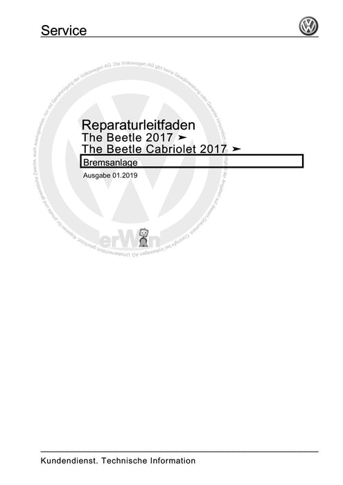 Beetle (2012+) NBL-NBC Reparaturanleitung Bremsanlage