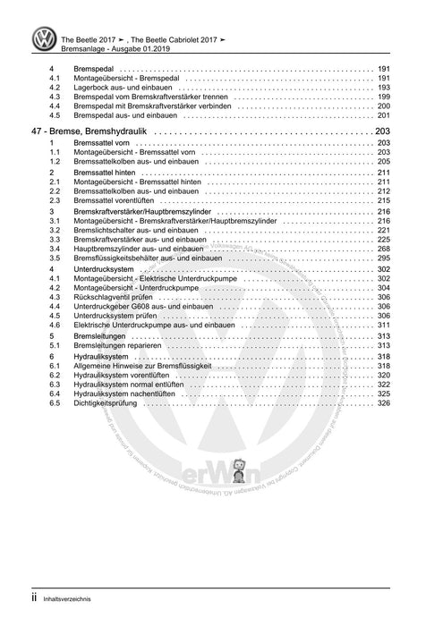 Beetle (2012+) NBL-NBC Reparaturanleitung Bremsanlage