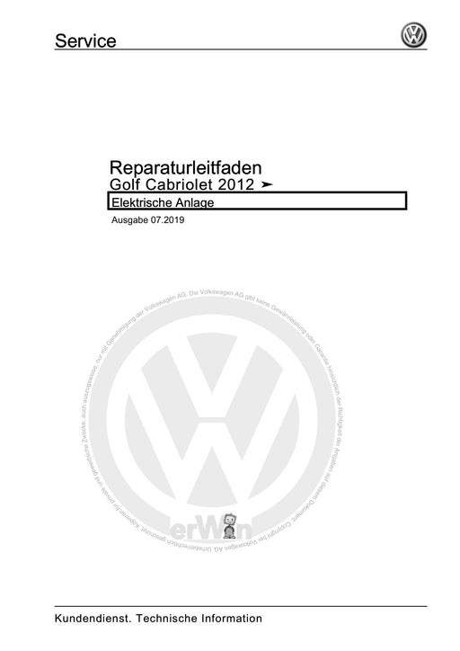 Golf VI (2009 - 2013) Golf-Plus-Cabriolet-Variant Reparaturanleitung Elektrische Anlage