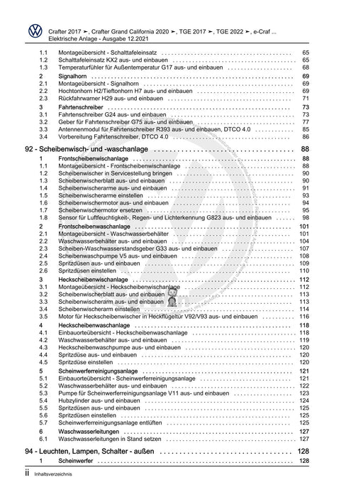 Crafter (2017+) Reparaturanleitung Elektrische Anlage