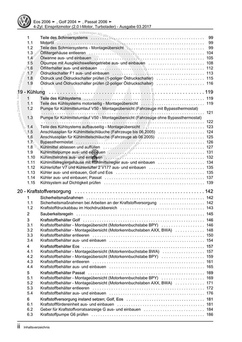 EOS (2006+) Reparaturanleitung 4-Zyl. Einspritzmotor (2,0 l-Motor, Turbolader)