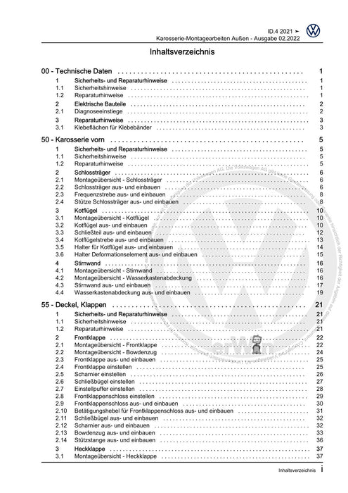 ID.4 (2020+) E2, E21] Reparaturanleitung Karosserie-Montagearbeiten Außen